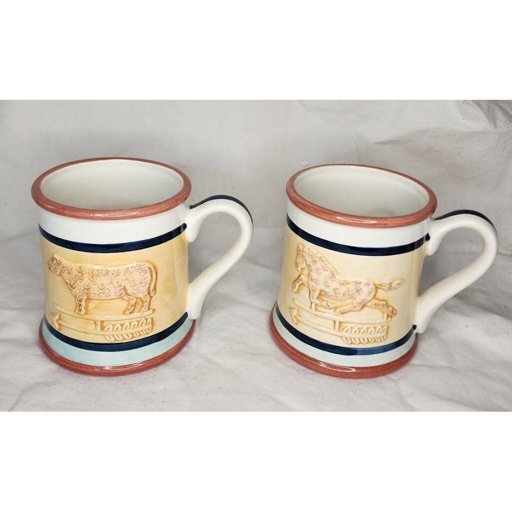 Vintage H&HD Weather Vane Mugs Set of 2 1994 Made in Mexico Country Cottage Core